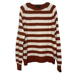 Rag & Bone Men's Brown & White Striped Cashmere Crewneck Sweater Size Large